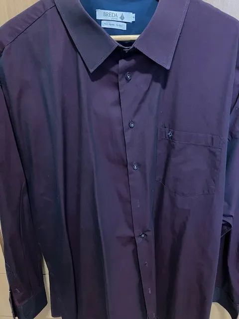 Camisa social masculina Breda Tamanho 8 (Cor Vinho)