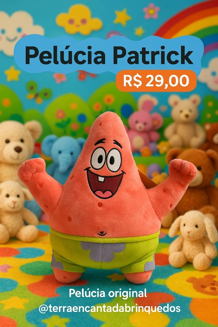 Pelúcia Patrick Estrela Bob Esponja - Original