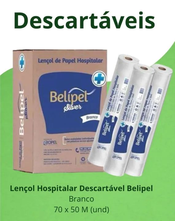 LENÇOL HOSPITALAR DESCARTÁVEL 50X50M BRANCO II BELIPEL