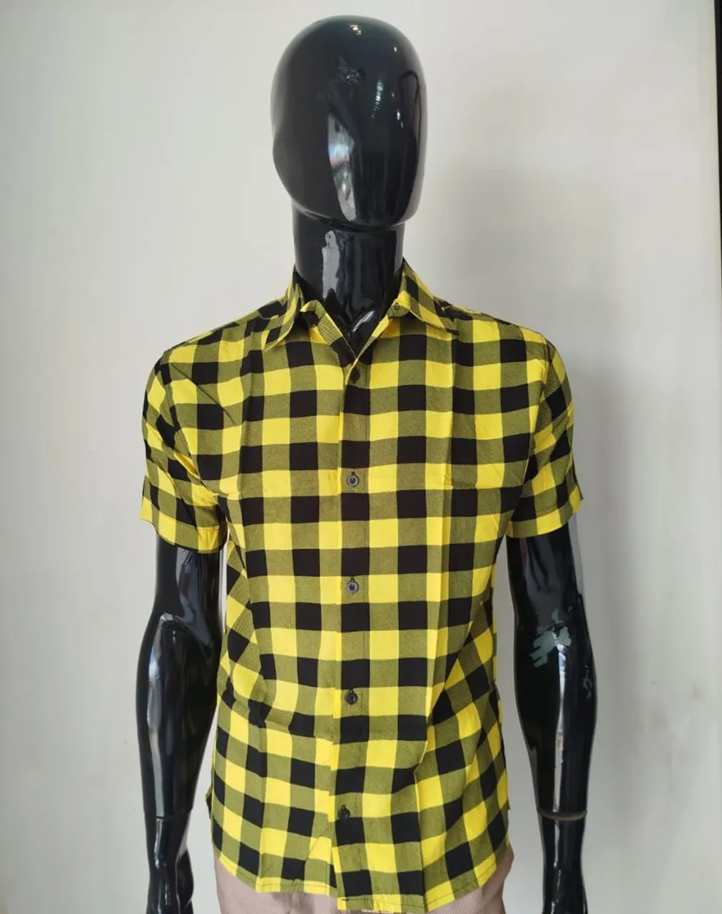 Camisa Xadrez Amarela e Preta Masculina