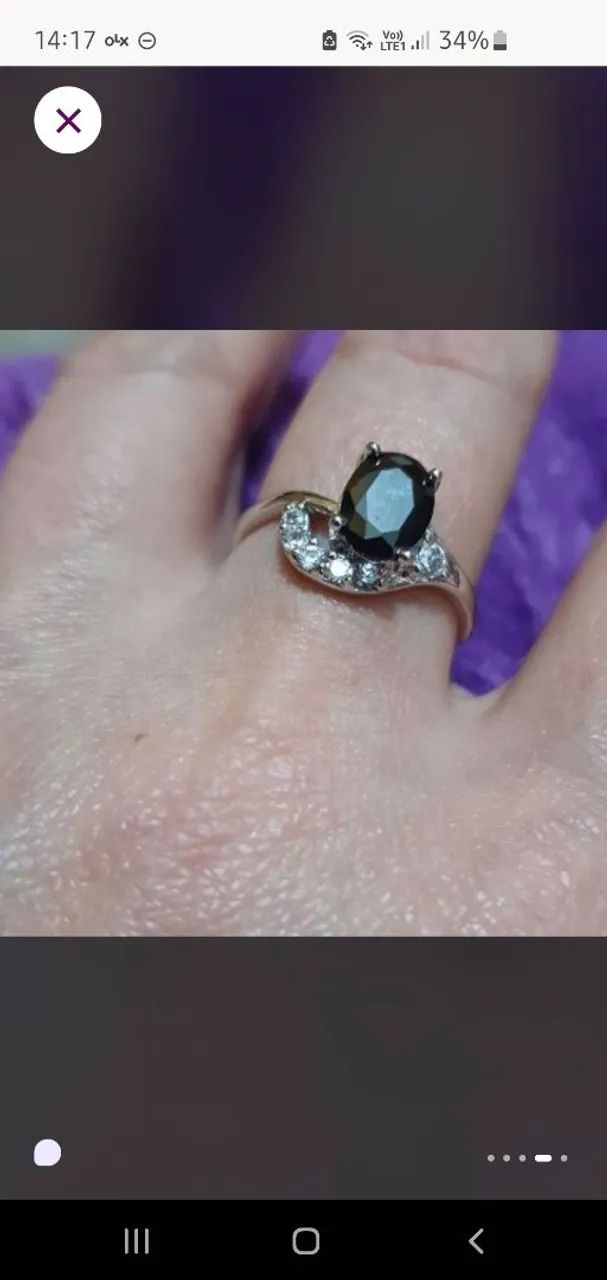 Anel com Pedra Preta e strass - Foto 4