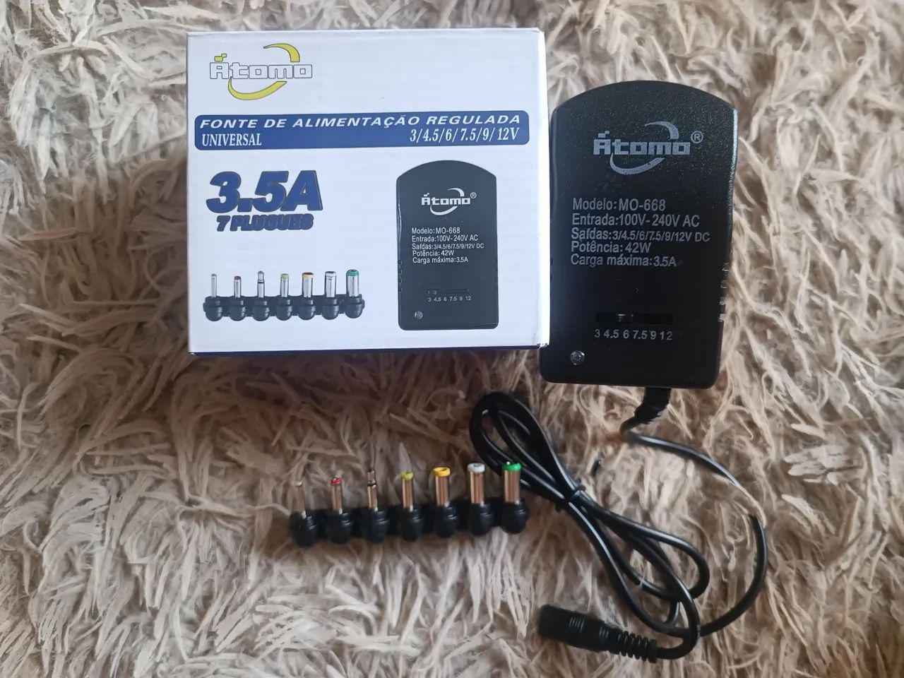 Carregador Universal 3.5A, 7 Plugues, 3V - 12V