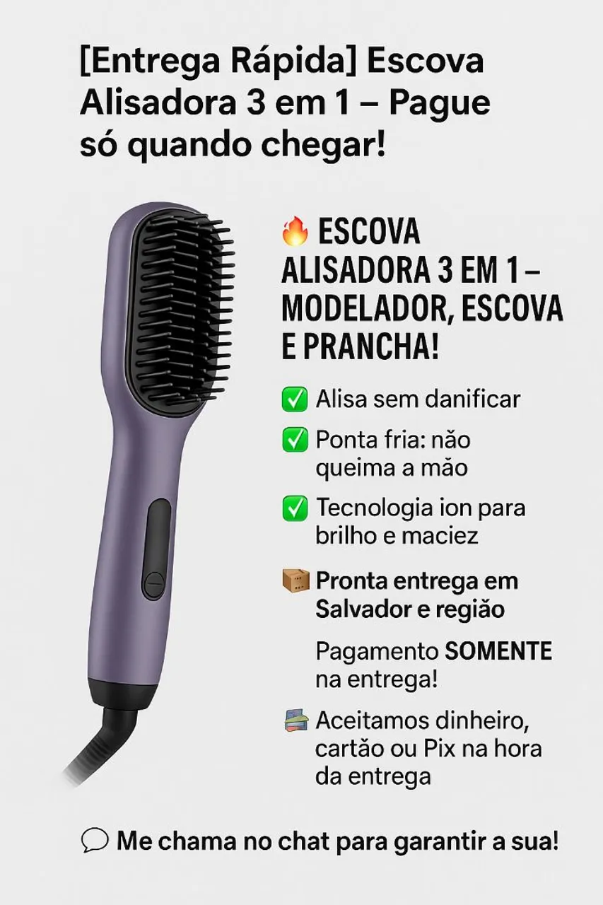 [Entrega Rápida] Escova Alisadora 3 em 1 - Pague só quando chegar!<br><br>