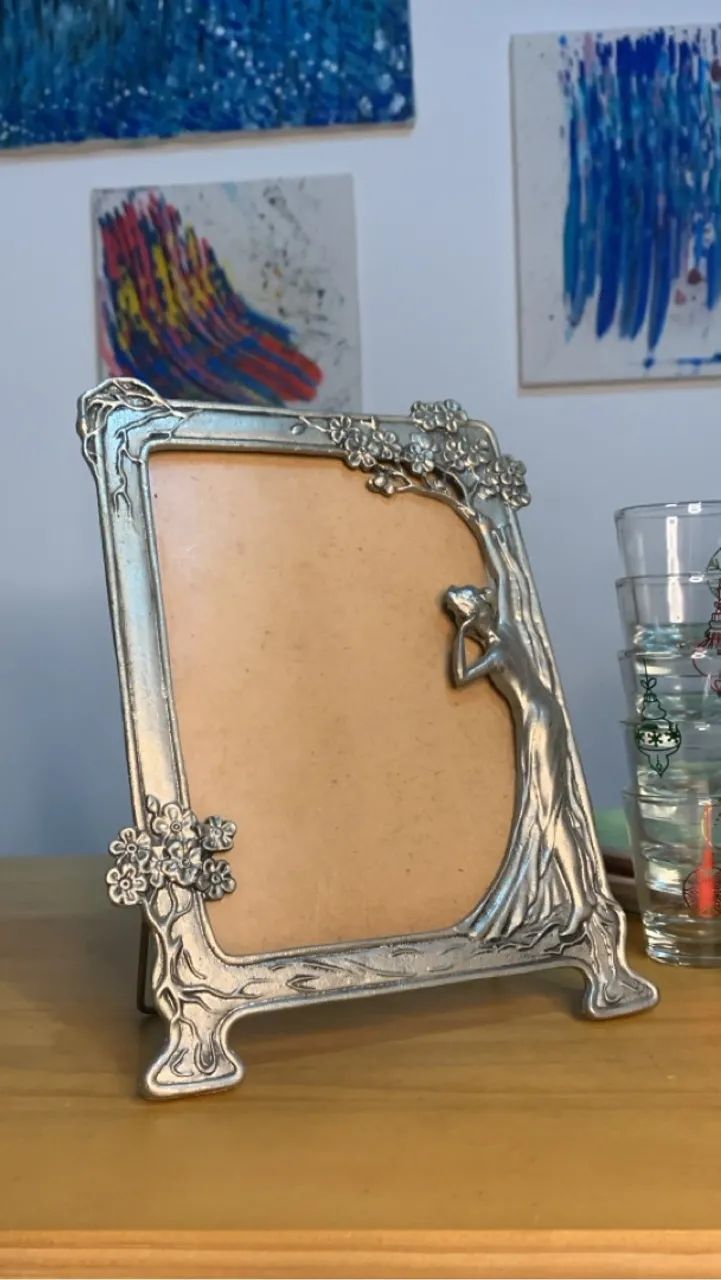 Porta retrato metalizado Art Nouveau