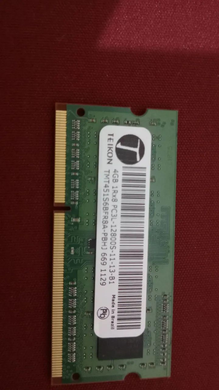 4Gb de memoria ram 1600 notebook