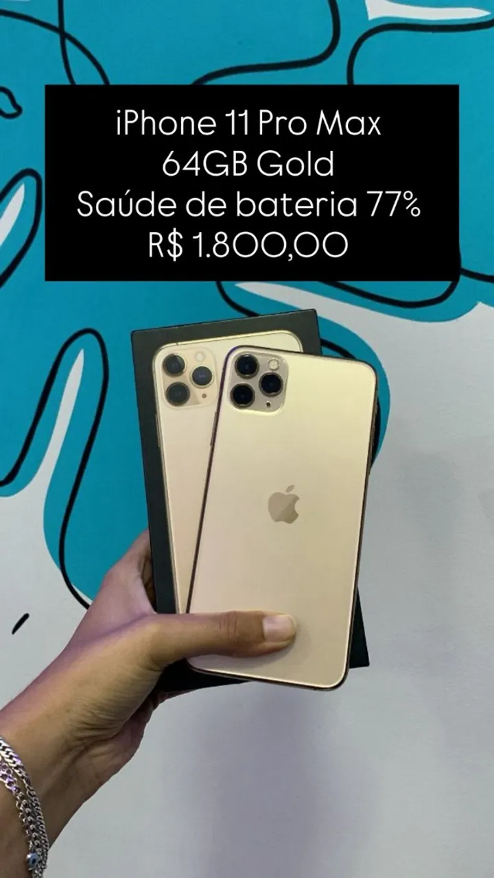 iPhone 11 Pro Max 64GB Verde Saúde de bateria 75% R$ 2.100,00