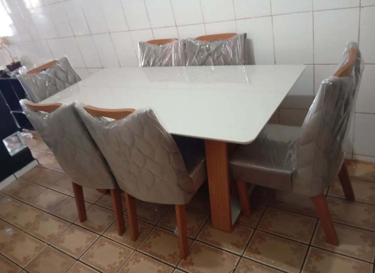 Mesa de Jantar 6 lugares luxo Veludo