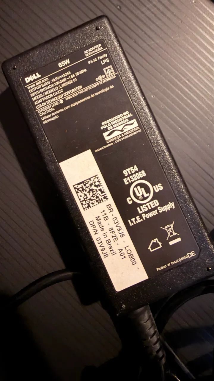 Fonte Original Dell 65W - 19.5V 3.34A - Notebook