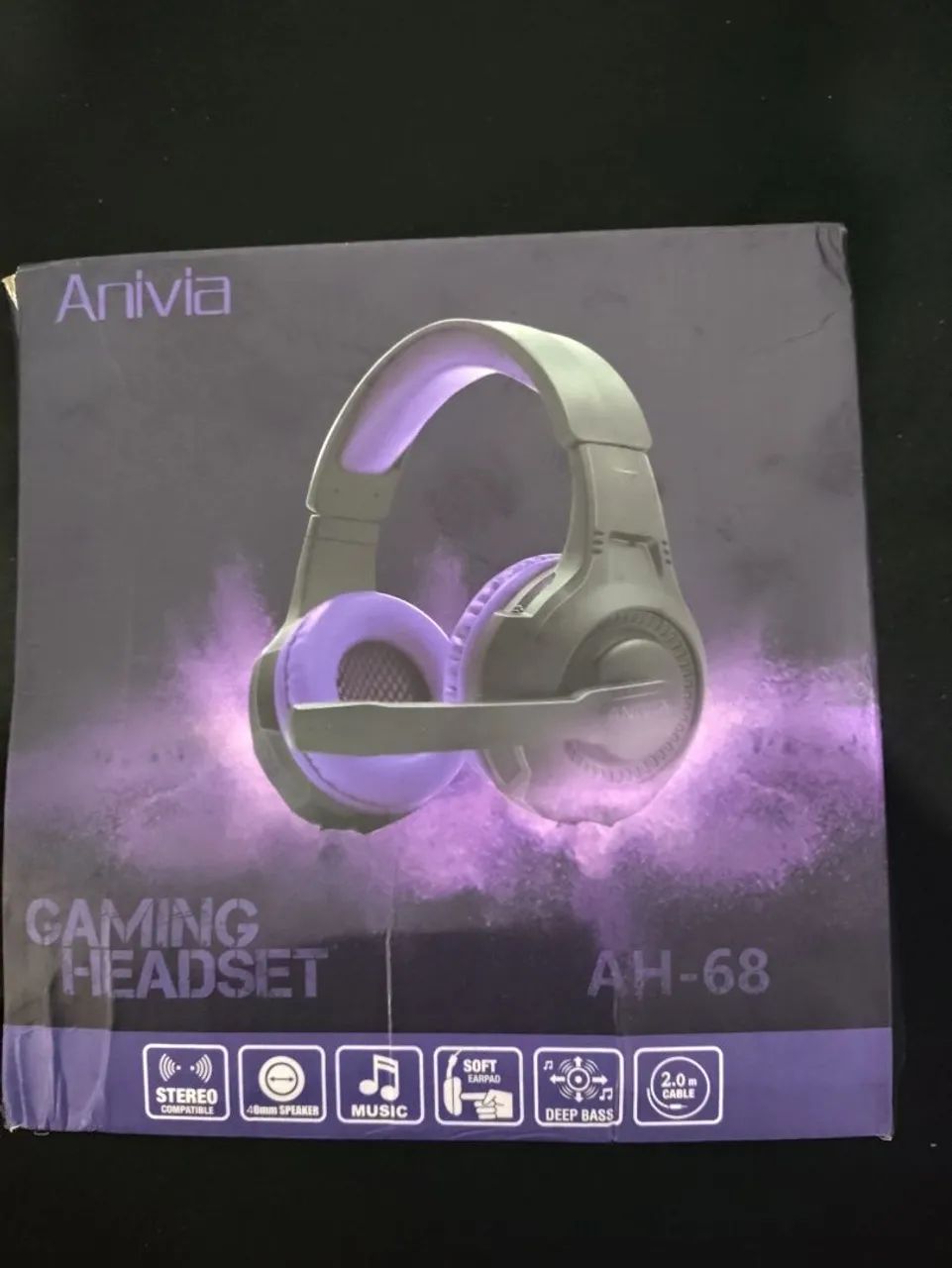 headset gamer Anivia AH68 na cor roxa - Foto 4