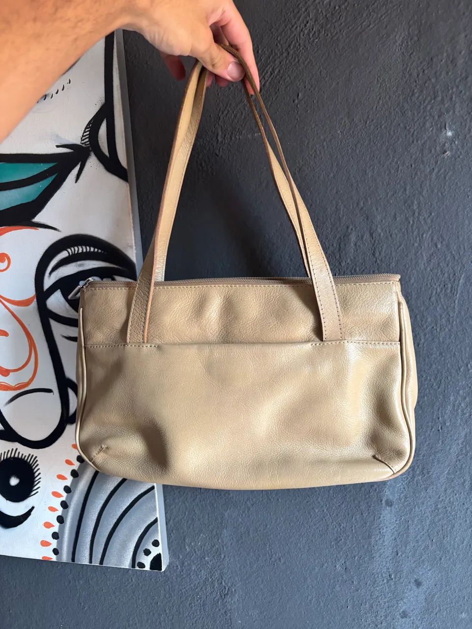 Bolsa de couro bege - Foto 2