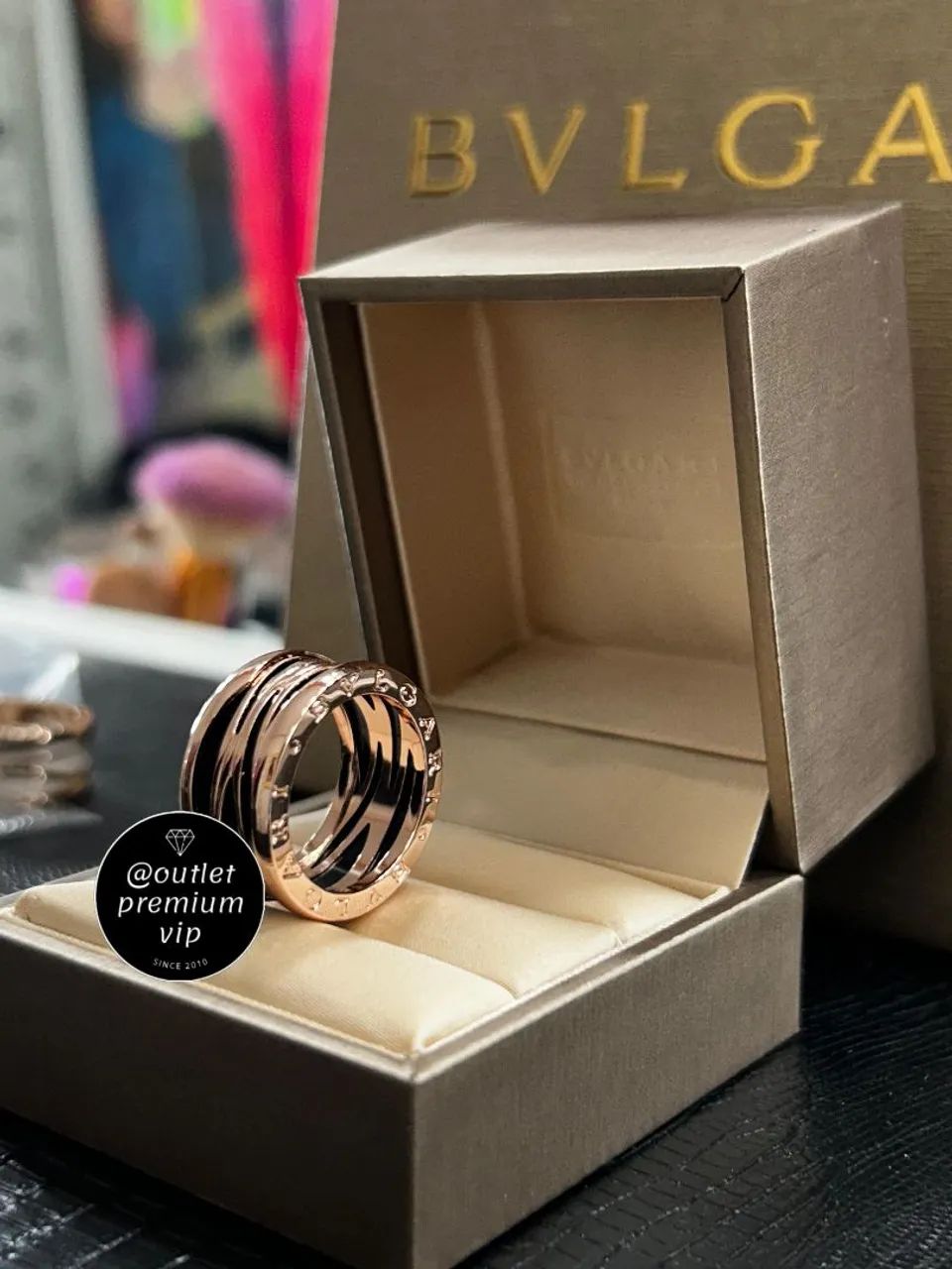 Anel Aliança bvlgari ceramica preta vazada bzero1 - Foto 5