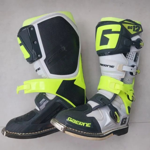 Bota Motocross Gaerne Sg12 Branco Amarelo Limão 44 Semi-nova