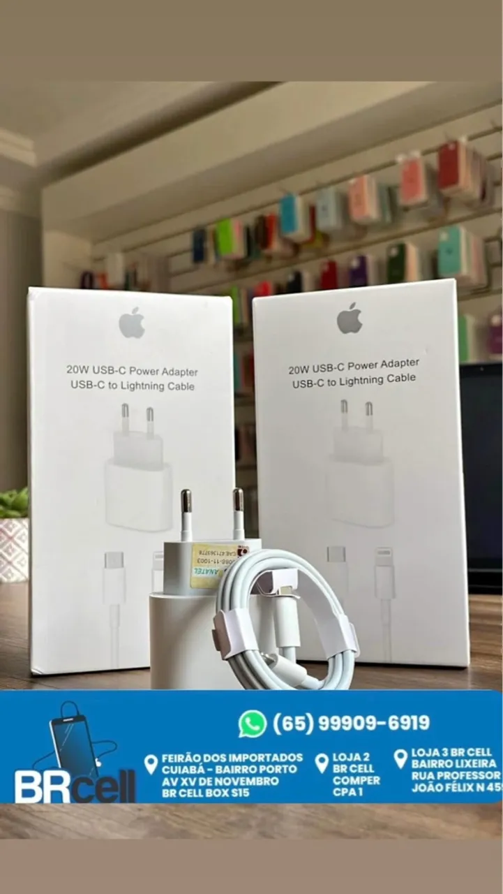 Carregador Apple 20W USB-C + Cabo Lightning Original