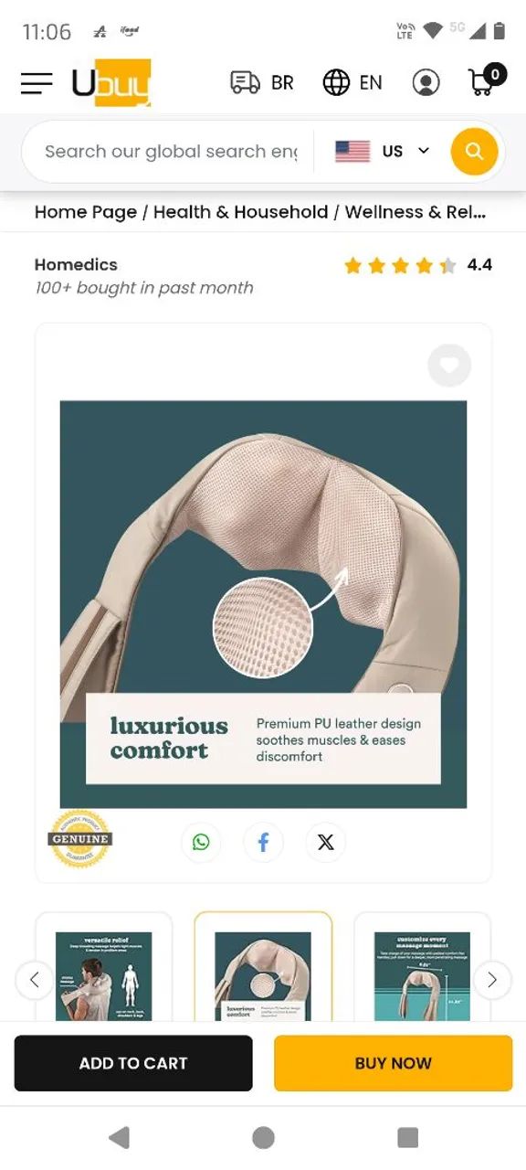 Massageador Shiatsu Deluxe para Pescoço e Ombro - Foto 5