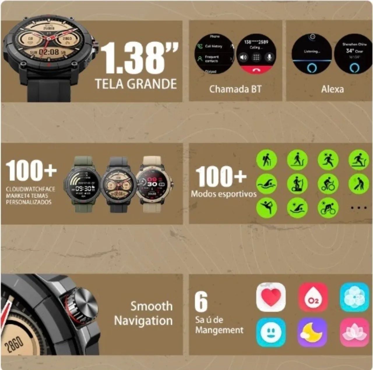 Smartwatch com Alexa Integrado - MAXS OÁSIS - Foto 4