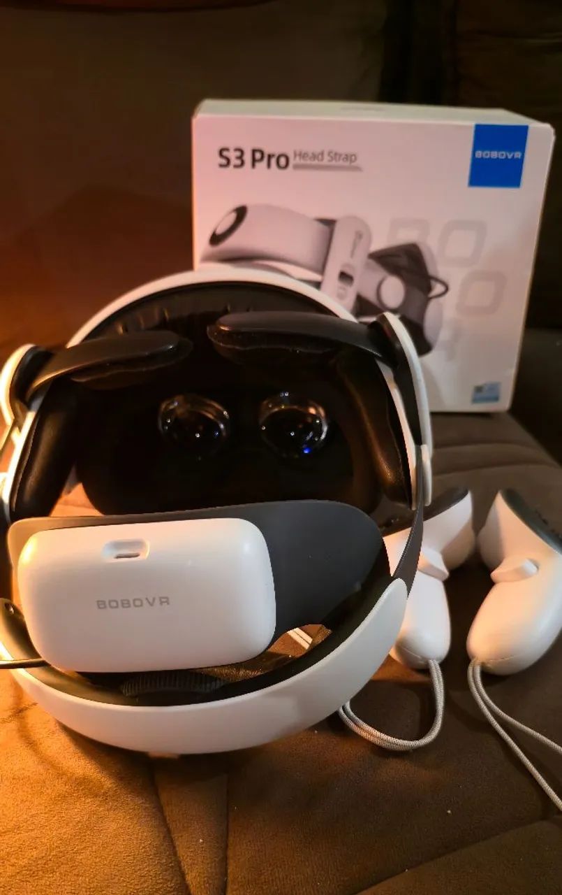 Meta Quest 3S + BOBOVR S3 Pro Head Strap (Completo e em Excelente