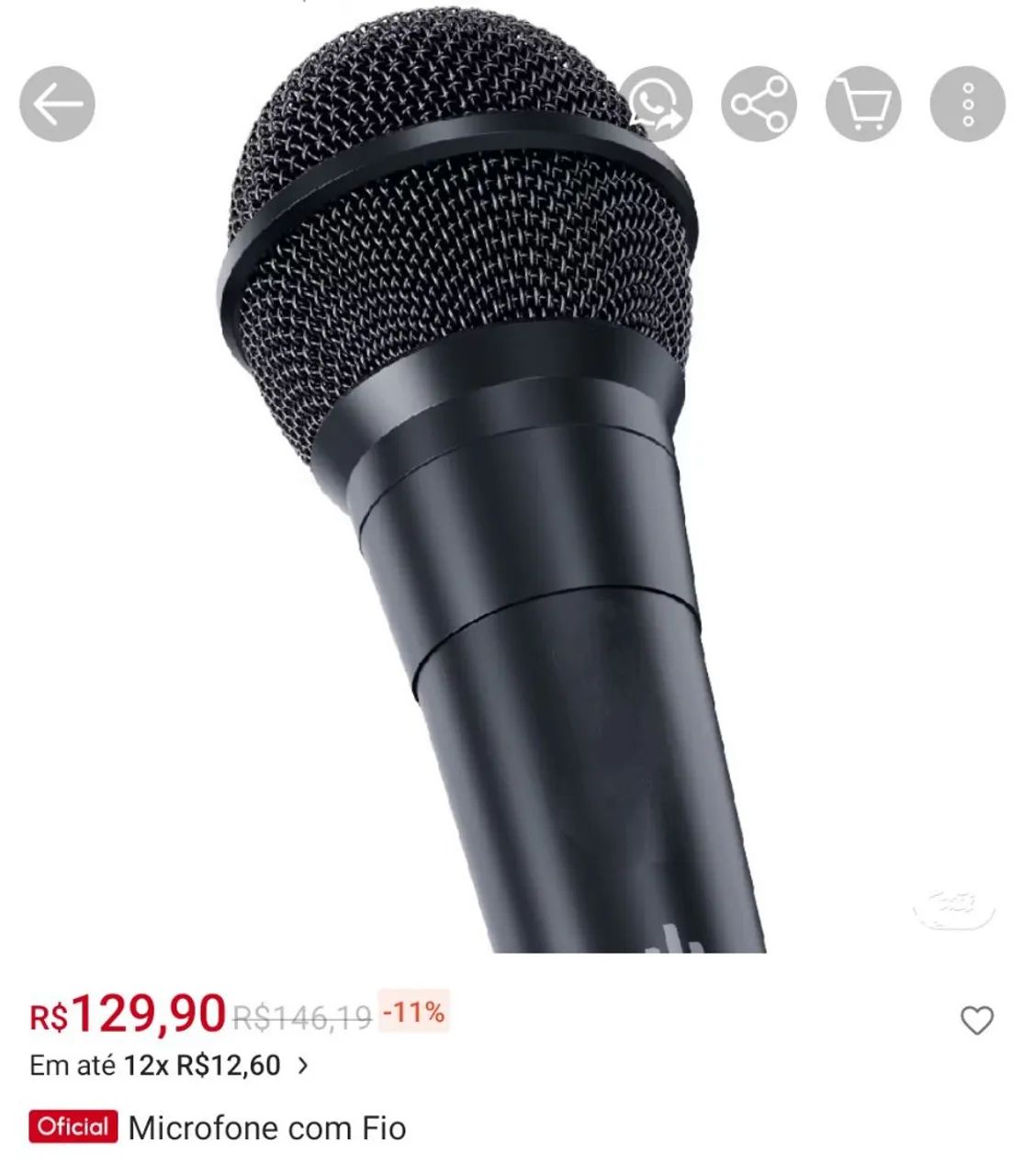 Microfone Carol com Fio 3m ,  plug de 3.5mm - Foto 2