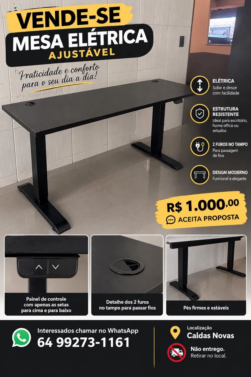 Mesa escritório com ajuste elétrico 