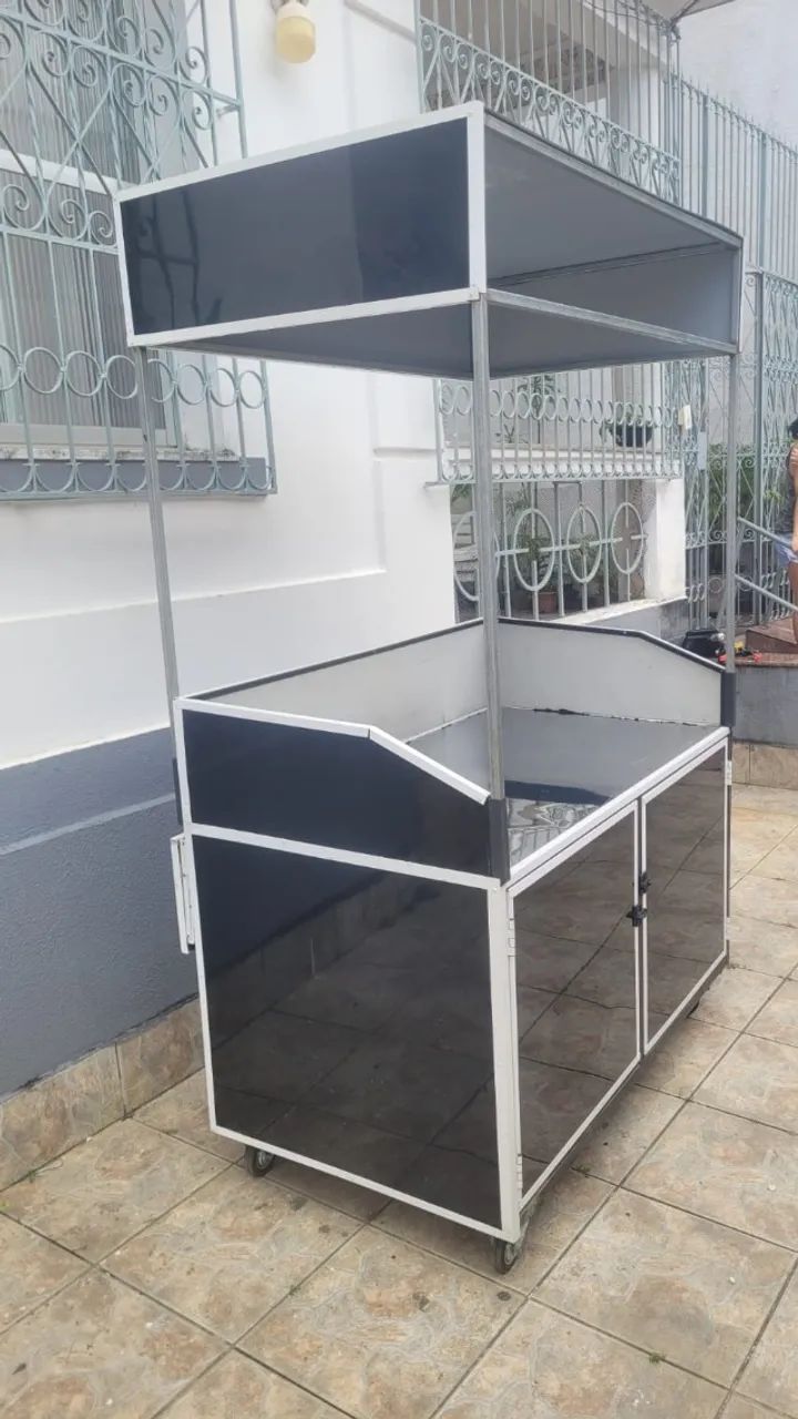 CARRINHO PARA LANCHES EM FERRO E ACM COM BALCÃO INOX + CHAPA 80CM E MOLHEIRA - Foto 3