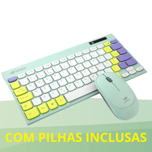 Kit Teclado e Mouse Sem Fio Wireless 2.4Ghz Mini Layout Plug And Play C3tech - Foto 2