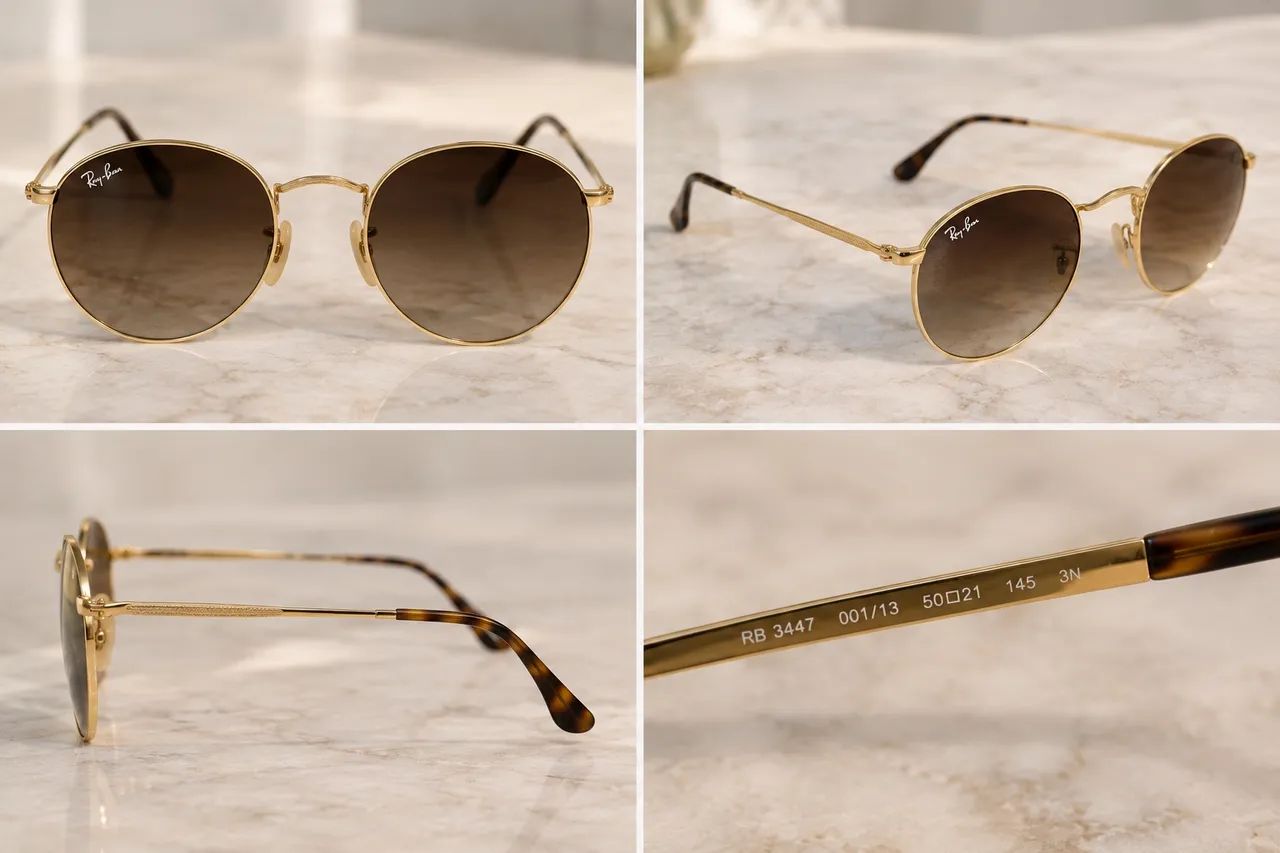Óculos Ray-Ban Round Dourado Original - Foto 2