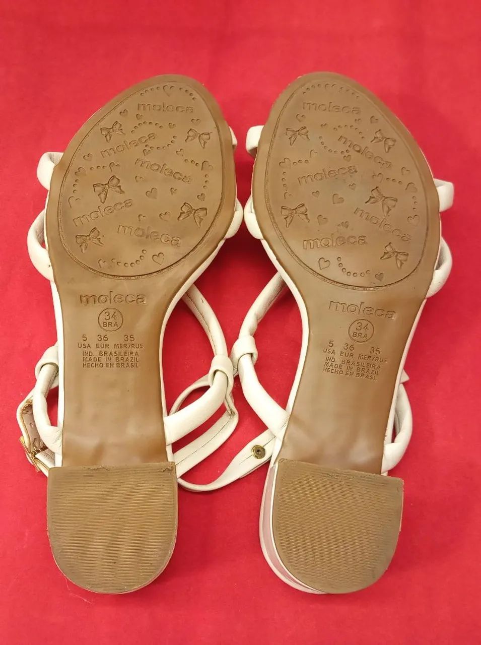 Sandália Moleca Off-White com Detalhe Dourado - Tam 34 - Foto 4