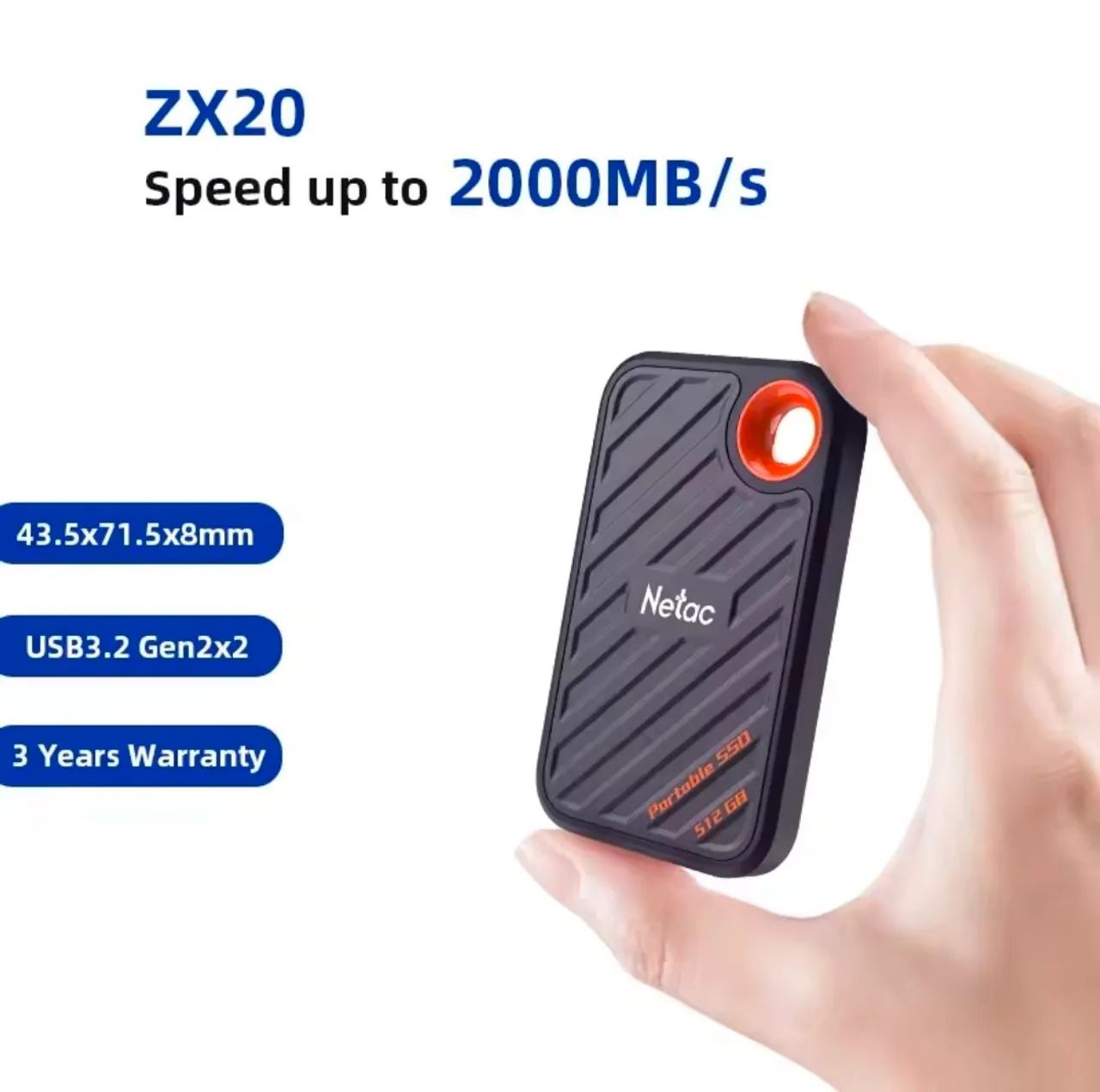 SSD Externo 1TB Netac ZX20 Azul USB-C Portáti Rápido e Eficiente - Foto 2