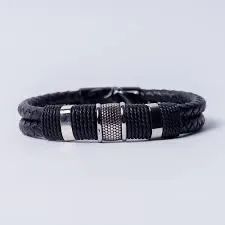2 Pulseira Masculina Inox e Couro - Foto 4