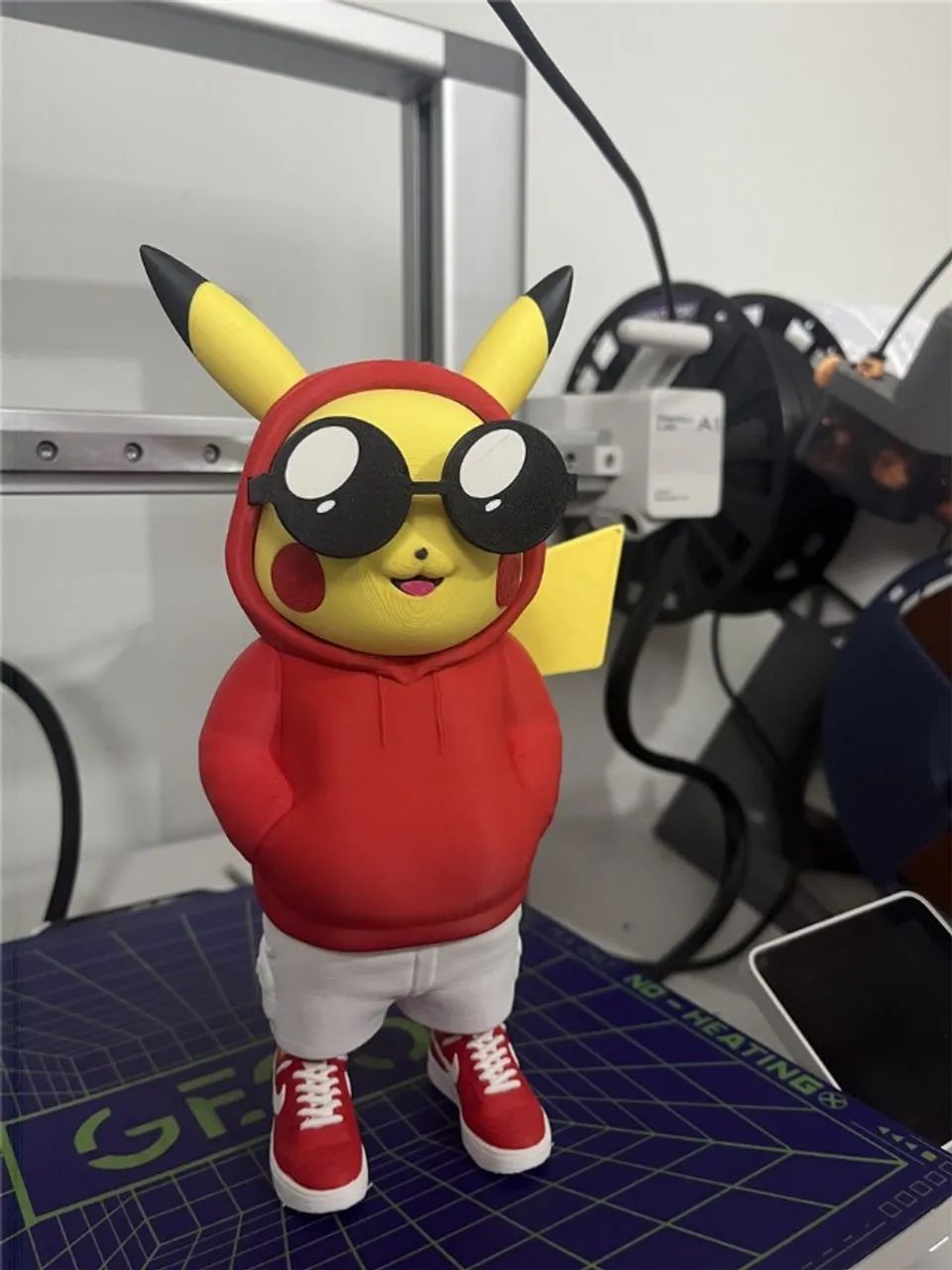 Pikachu Urbano decorativo 24 cm em PLA com 3 óculos