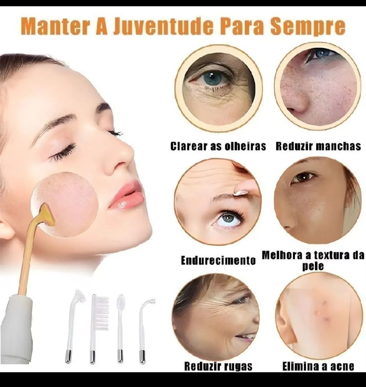 Aparelho alta frequência portátil alta frequência para limpeza de pele, tratamento fácial  - Foto 5