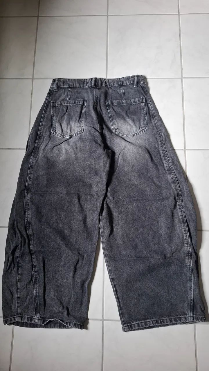Calça Super Baggy Jens Preta - Foto 2