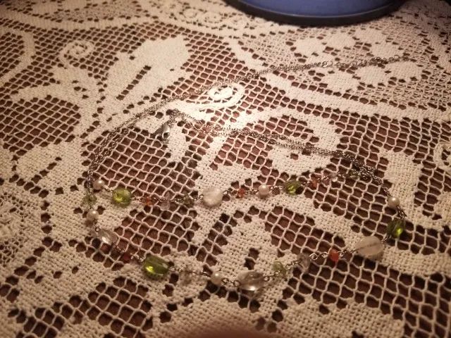 Colar de prata de lei 925 com citrinos e perolas