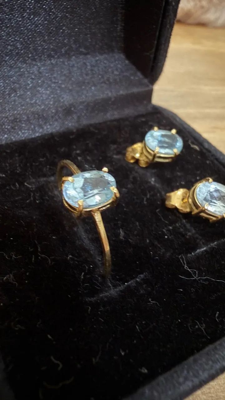 Conjunto brincos e anel ouro 18k - Foto 4