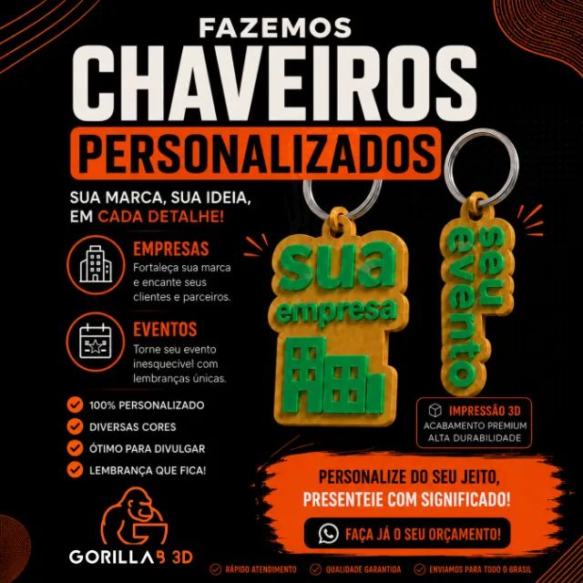 Chaveiros Personalizados com Logo, Nome ou Arte