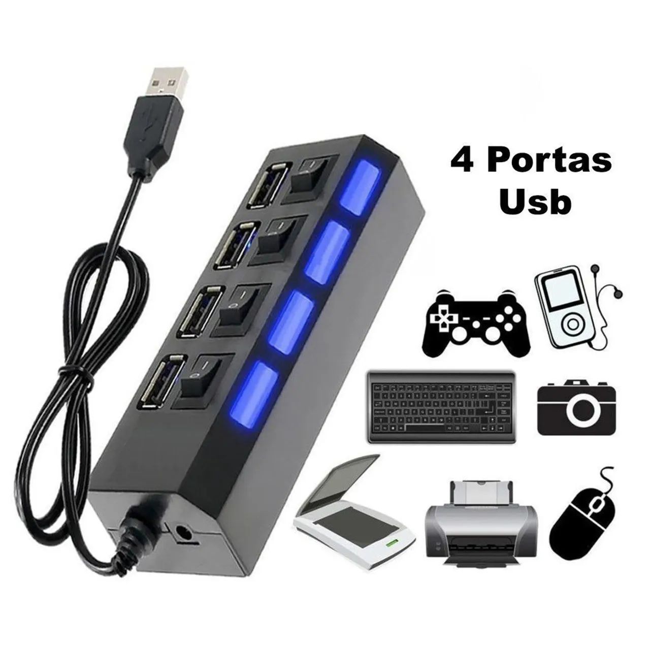 Extensor hub USB portas USB 2.0 ou 3.0