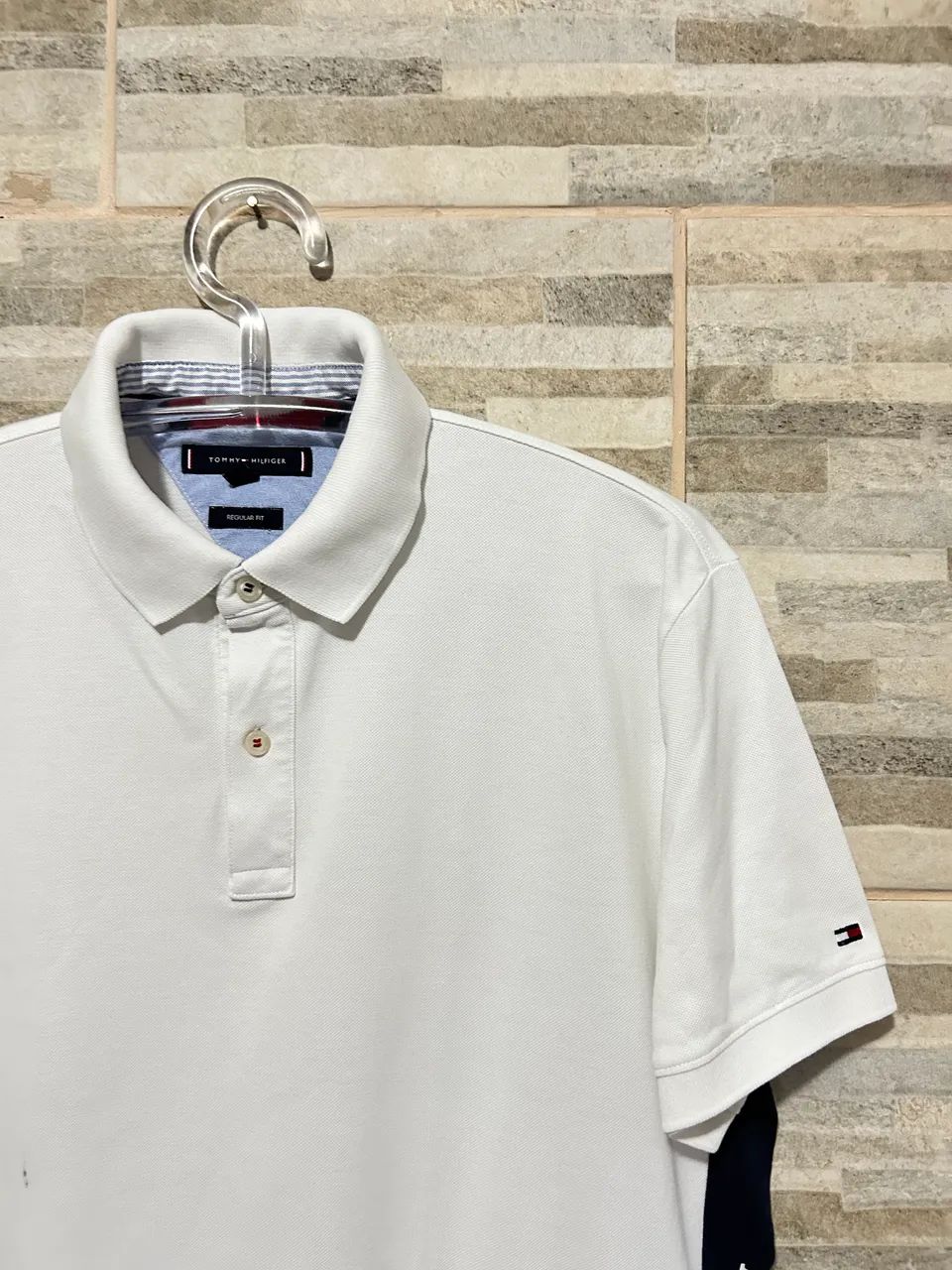 Camisa polo branca Tommy Hilfiger M - Foto 4