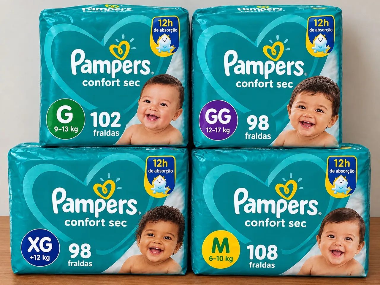 5 PACOTES DE FRALDA PAMPERS 
