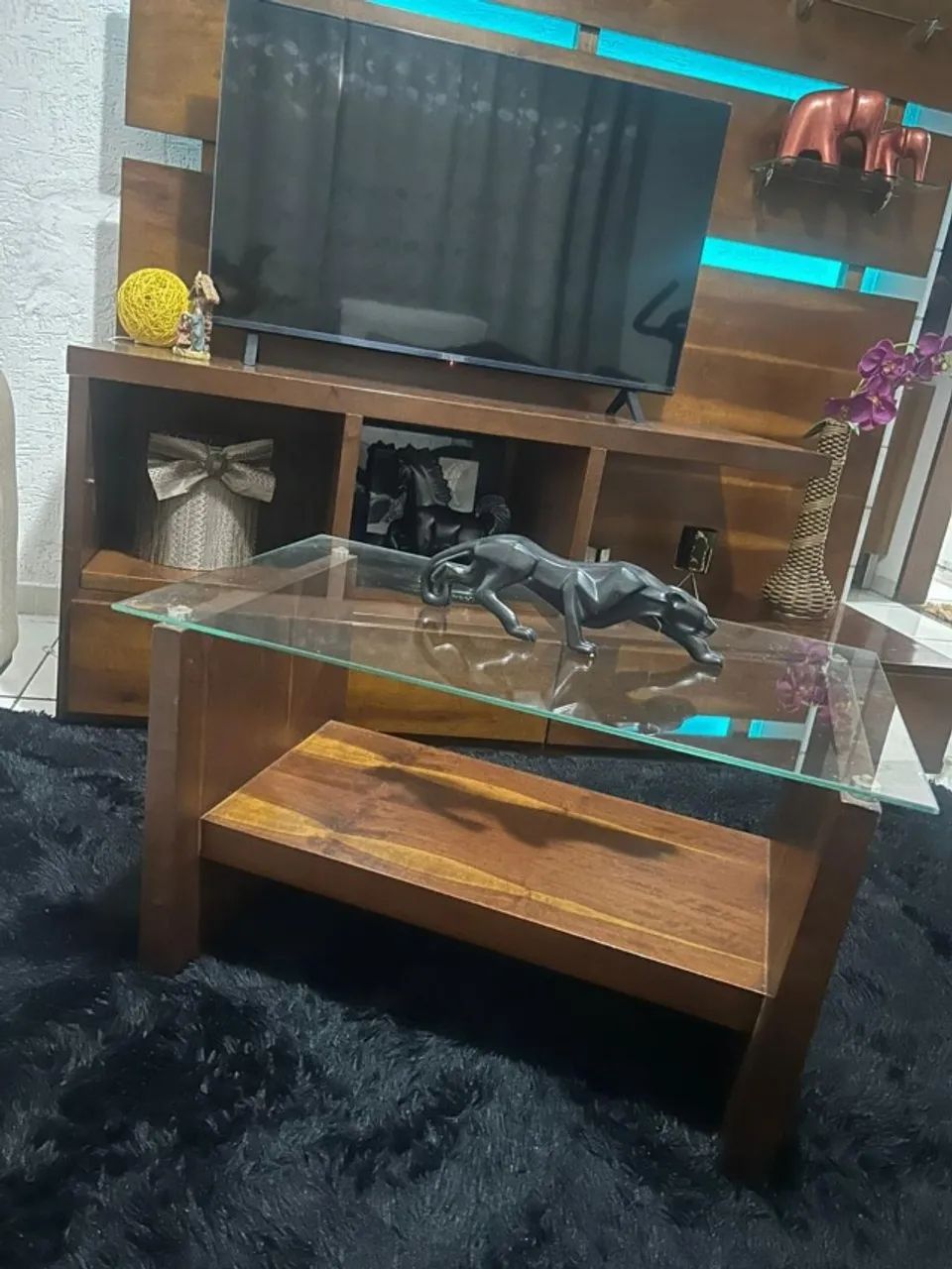 Mesa de Centro em Madeira com Tampo de Vidro  - Foto 2