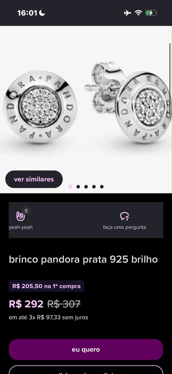 Brinco e anel Pandora conjunto  - Foto 2