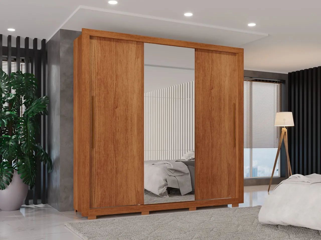 Guarda roupa porta de correr com espelho novo a pronta entrega  - Foto 3