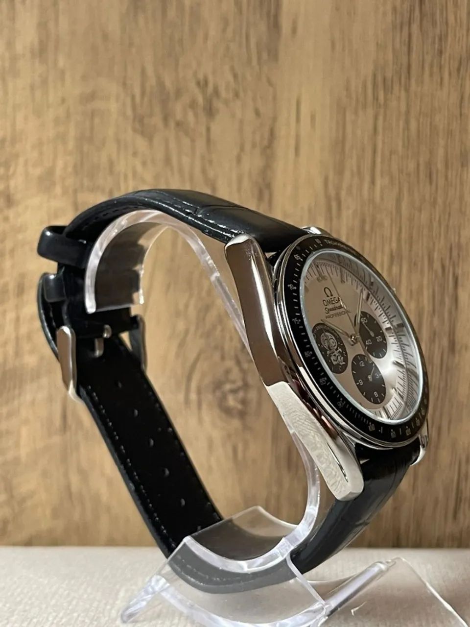 Relógio  Speedmaster TP - Prata, preto e branco - Pulseira de couro - Foto 4