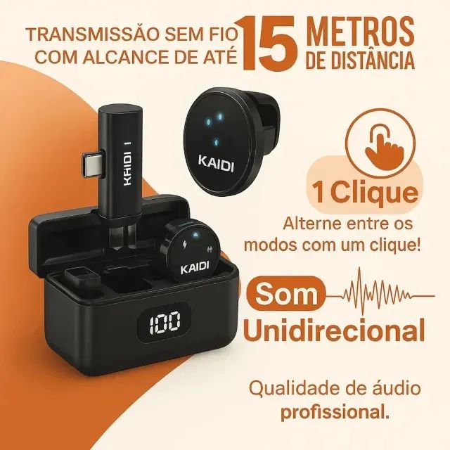 Microfone Lapela Magnético Alta Qualidade Kaidi Redução Ruído Iphone Android Tipo C P4-C - Foto 4