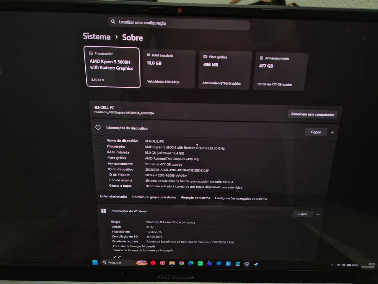 Notebook Asus Ryzen 5 5600 - Foto 2