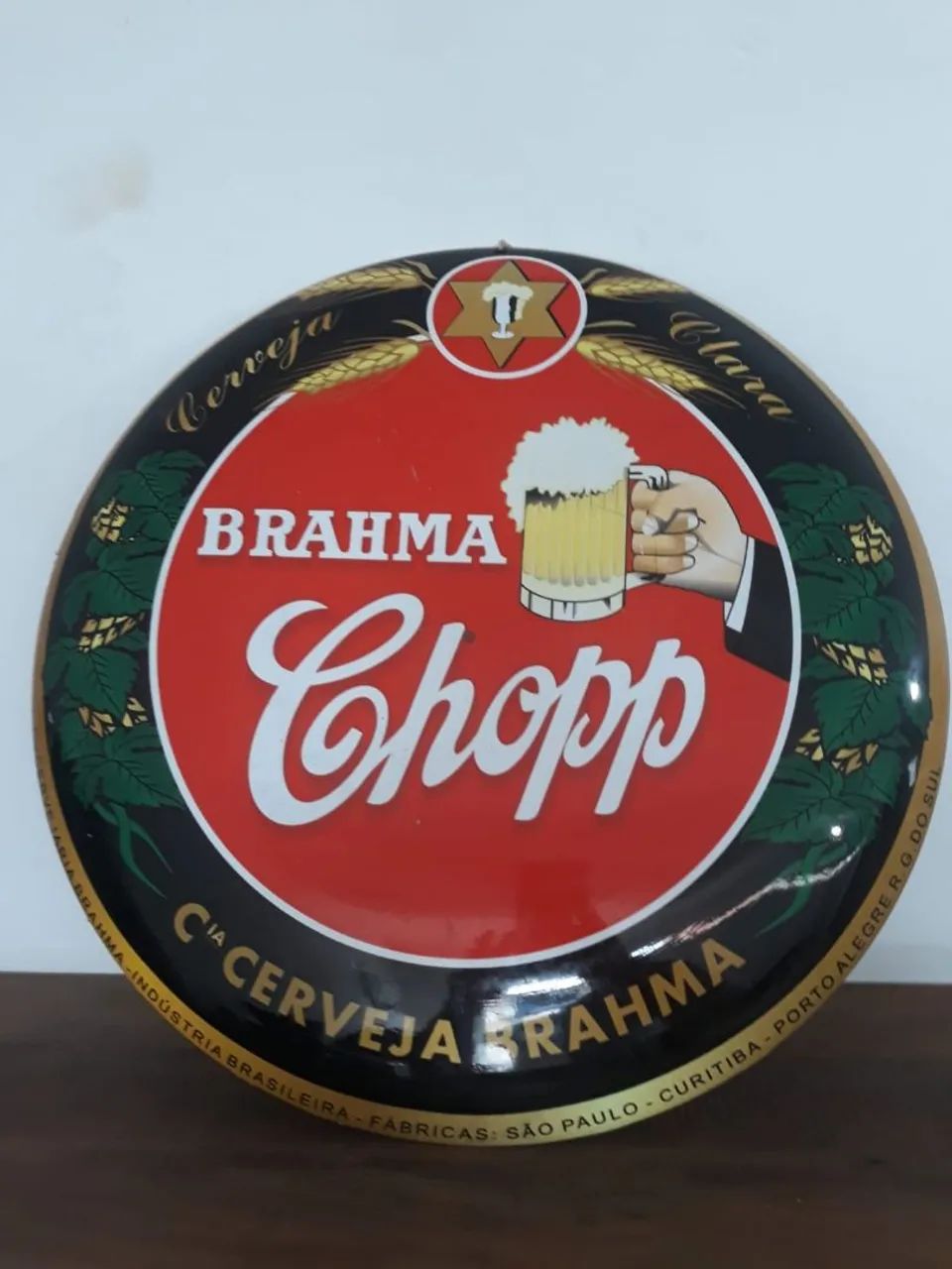 Placa decorativa Brahma Chopp em metal