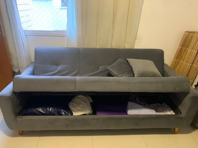 SOFÁ-CAMA DE CASAL COM BAÚ - Foto 2