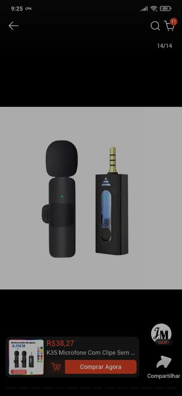Microfone para gavar no celular com o adaptador. 