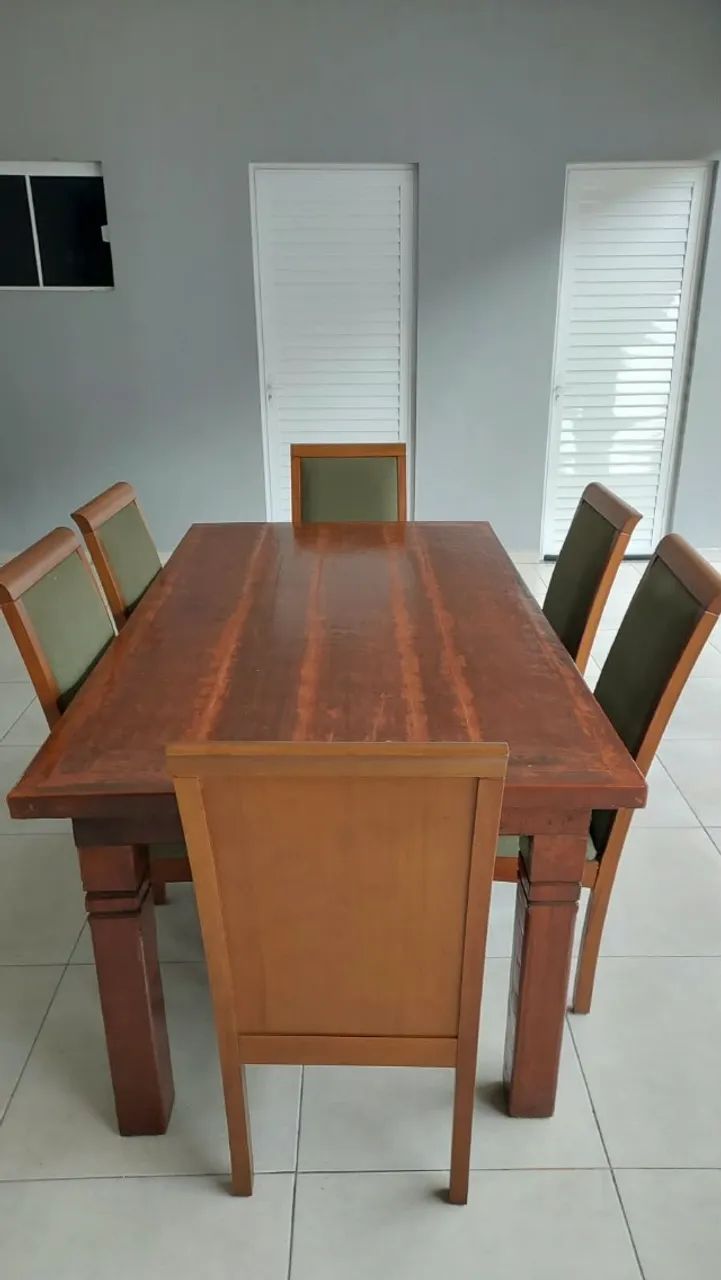 Conjunto com 6 cadeiras de madeira maciça de jantar - Foto 2
