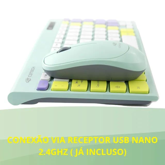Kit Teclado e Mouse Sem Fio Wireless 2.4Ghz Mini Layout Plug And Play C3tech - Foto 3