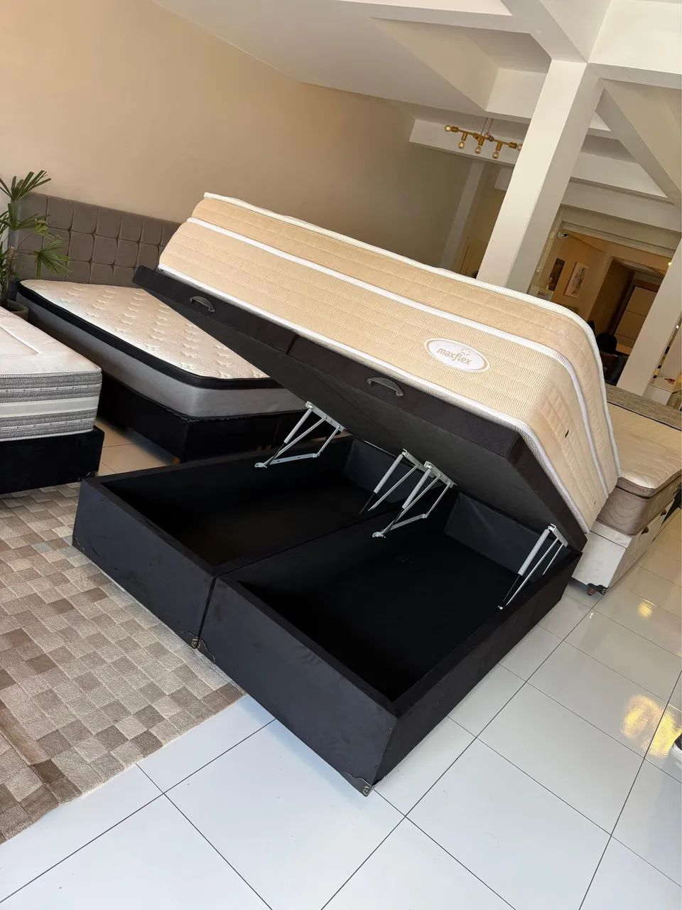 Cama BAÚ QUEEN COM COLCHÃO MAXFLEX TOP - Entrego! 