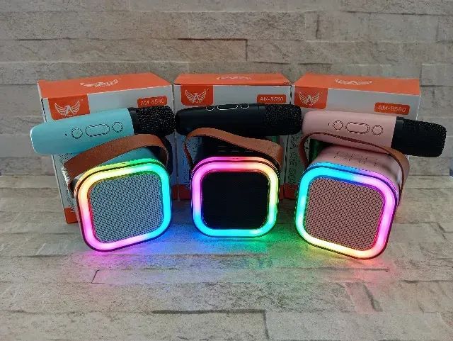 Caixa de Som Karaokê com 2 Microfones - Foto 4